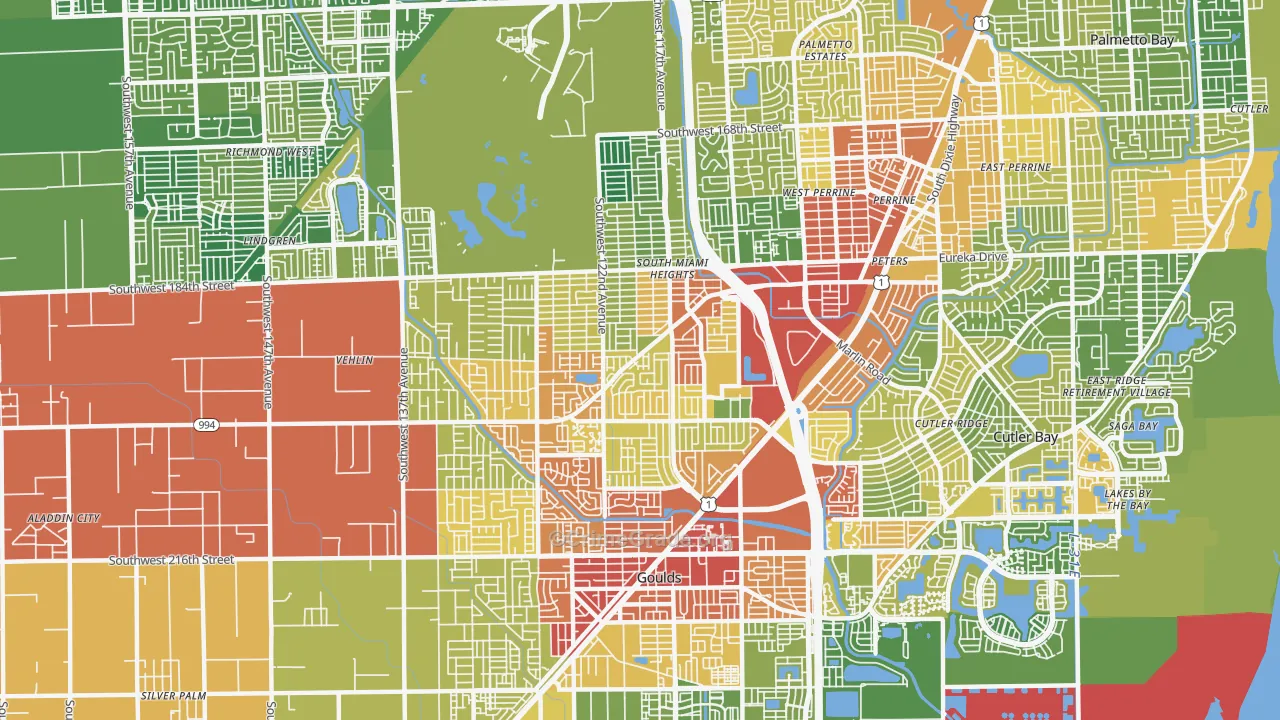 South Miami Heights, FL Map of Burglary Rates