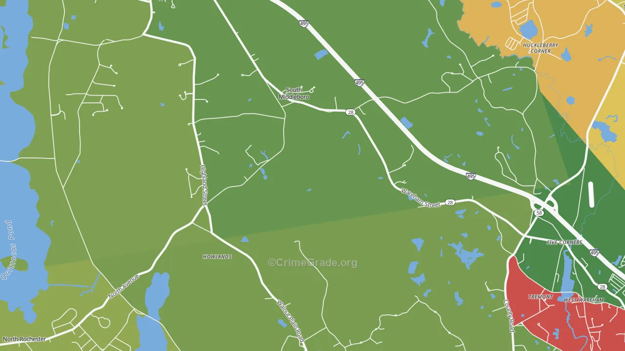 South Middleboro, MA Map of Burglary Rates