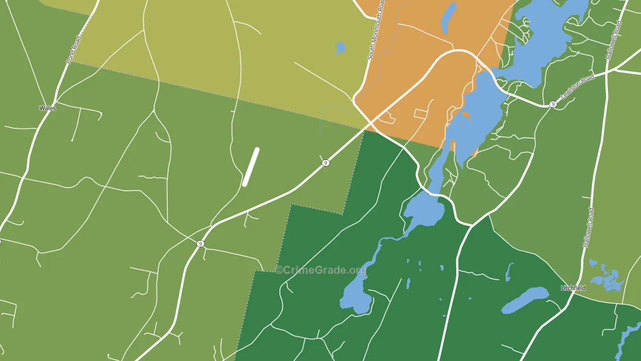 South Monmouth, ME Map of Burglary Rates