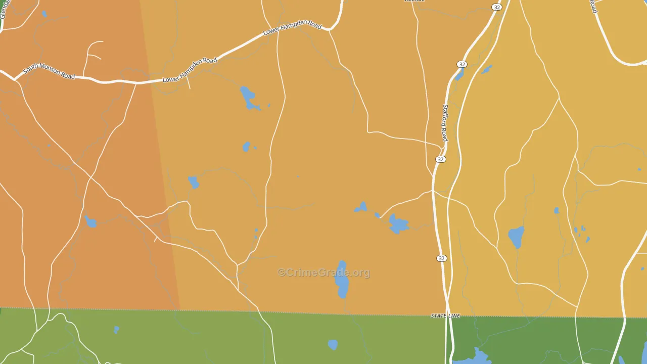 South Monson, MA Map of Burglary Rates