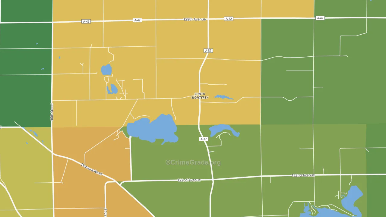 South Monterey, MI Map of Burglary Rates