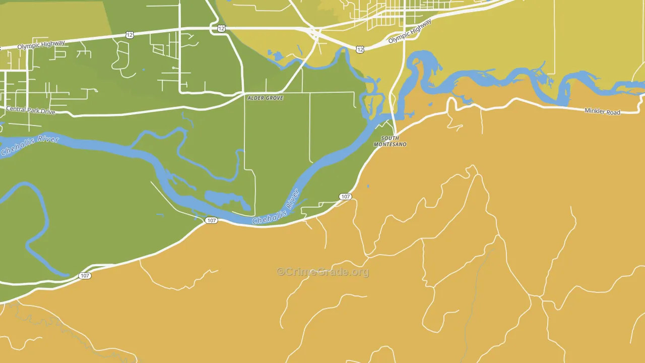South Montesano, WA Map of Burglary Rates