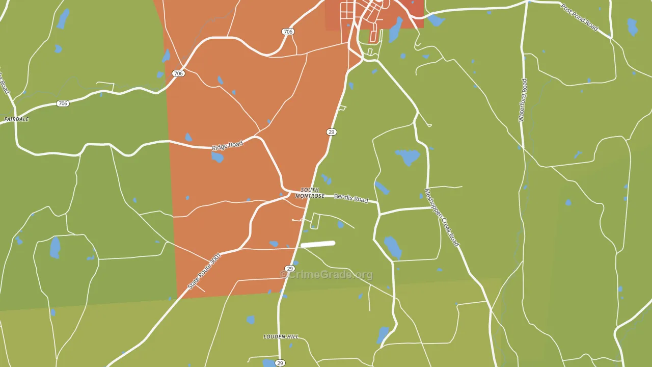 South Montrose, PA Map of Burglary Rates
