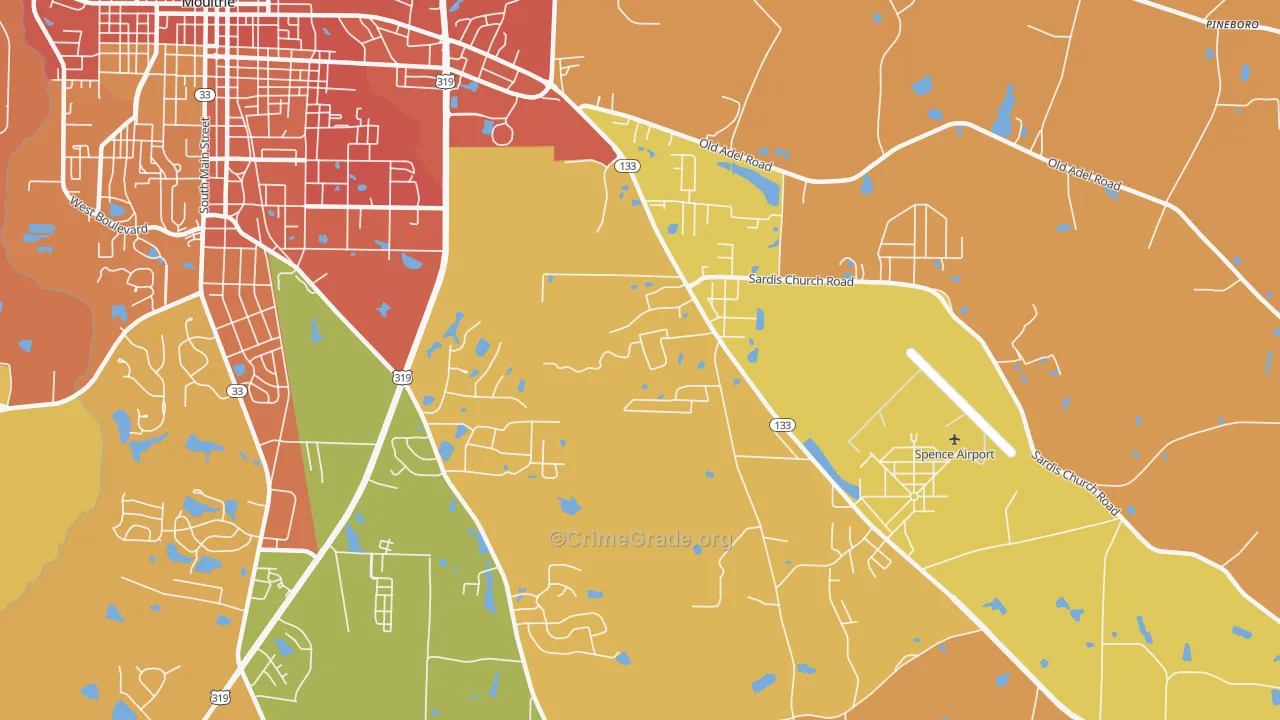 South Moultrie, GA Map of Burglary Rates