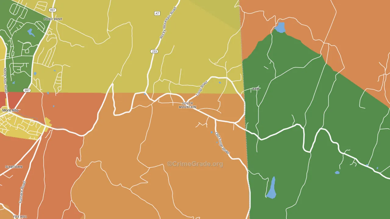 South Mountain, PA Map of Burglary Rates