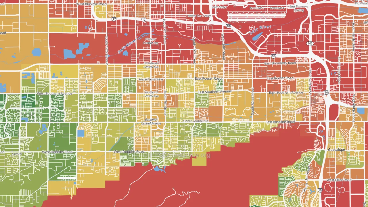 South Mountain, Phoenix, AZ Map of Burglary Rates