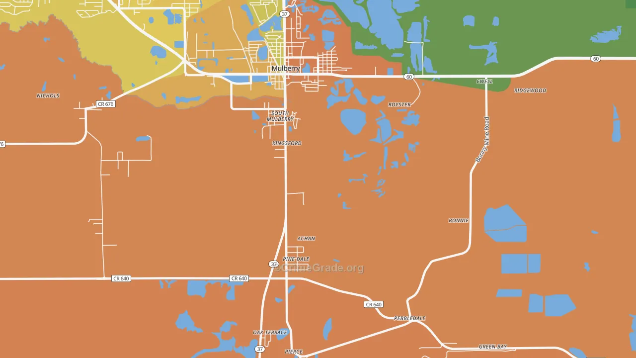 South Mulberry, FL Map of Burglary Rates