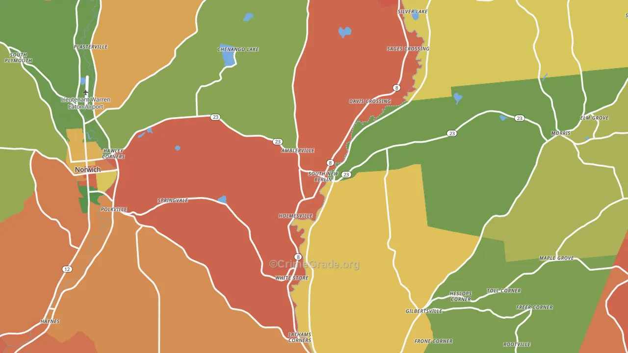 South New Berlin, NY Map of Burglary Rates