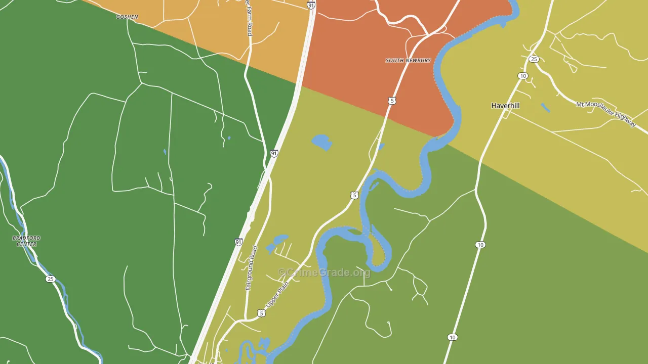 South Newbury, VT Map of Burglary Rates