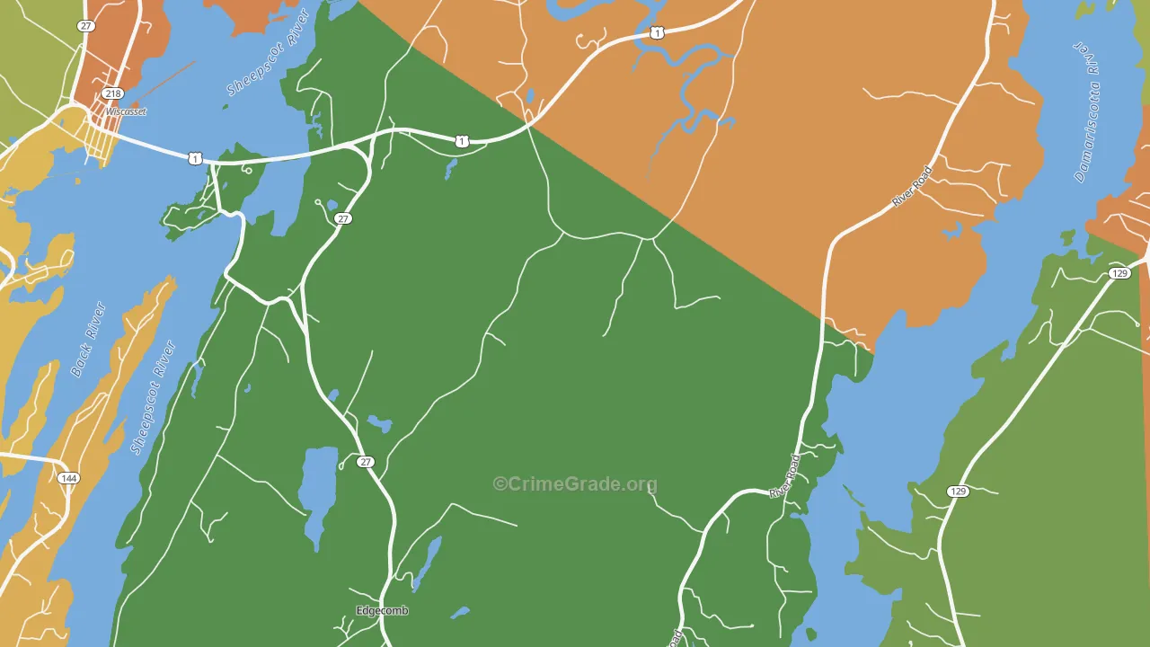 South Newcastle, ME Map of Burglary Rates