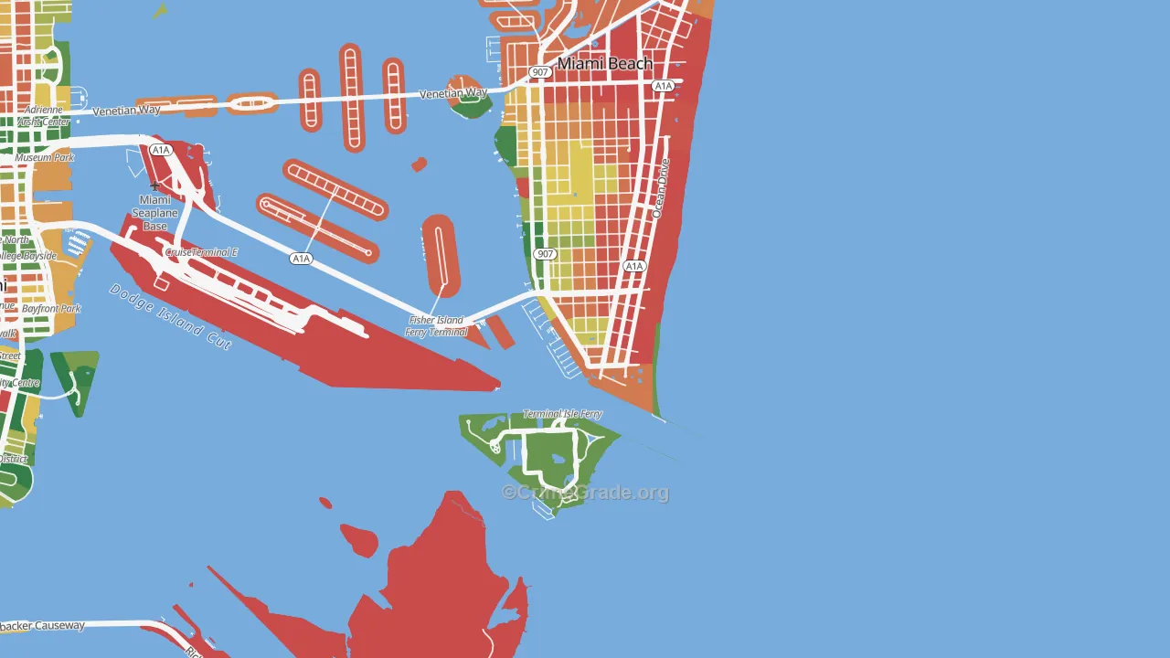 South of Fifth, Miami Beach, FL Map of Burglary Rates
