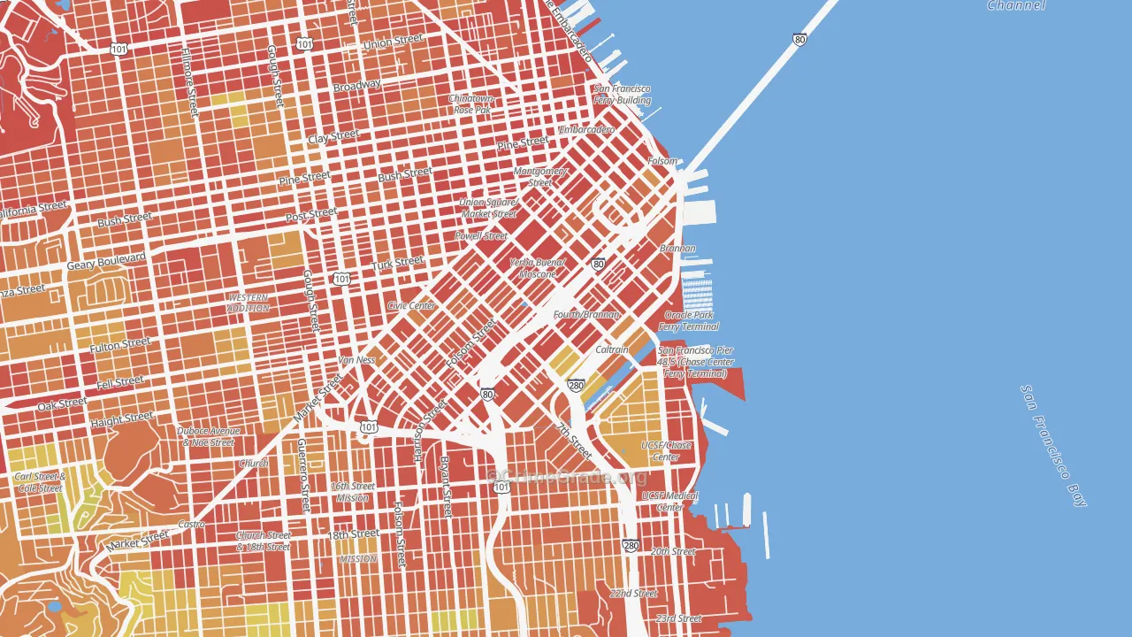 South of Market, San Francisco, CA Map of Burglary Rates