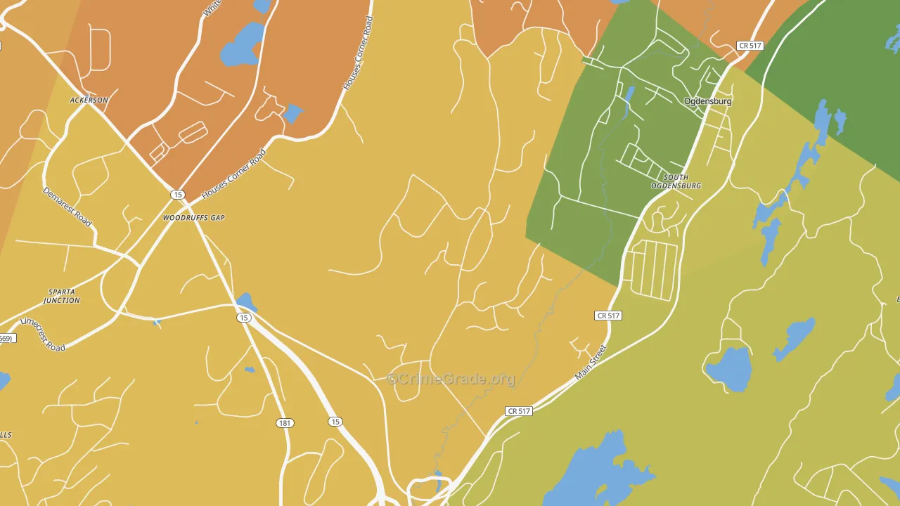 South Ogdensburg, NJ Map of Burglary Rates