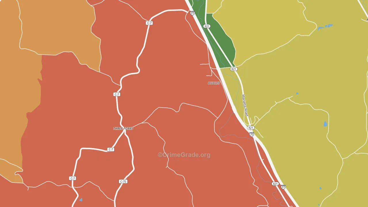 South Olive, OH Map of Burglary Rates