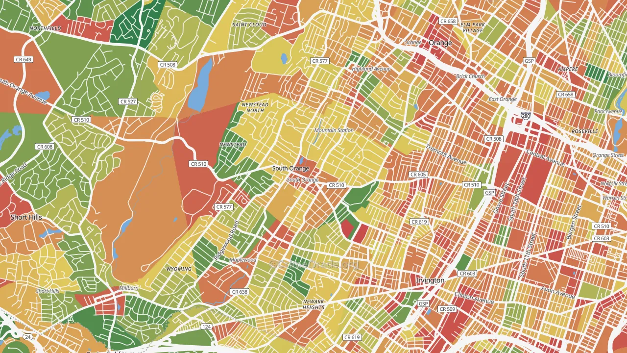 South Orange, NJ Map of Burglary Rates