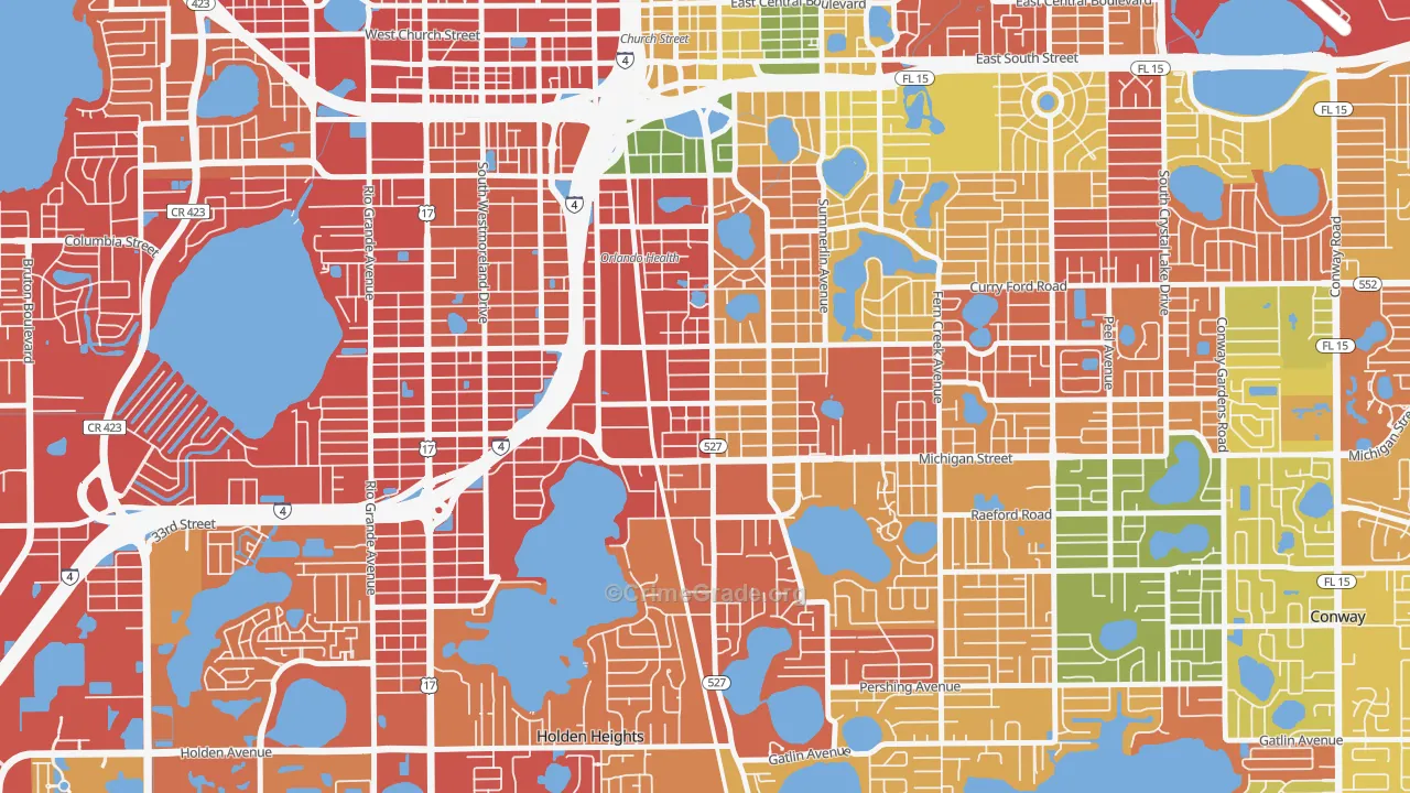 South Orange, Orlando, FL Map of Burglary Rates