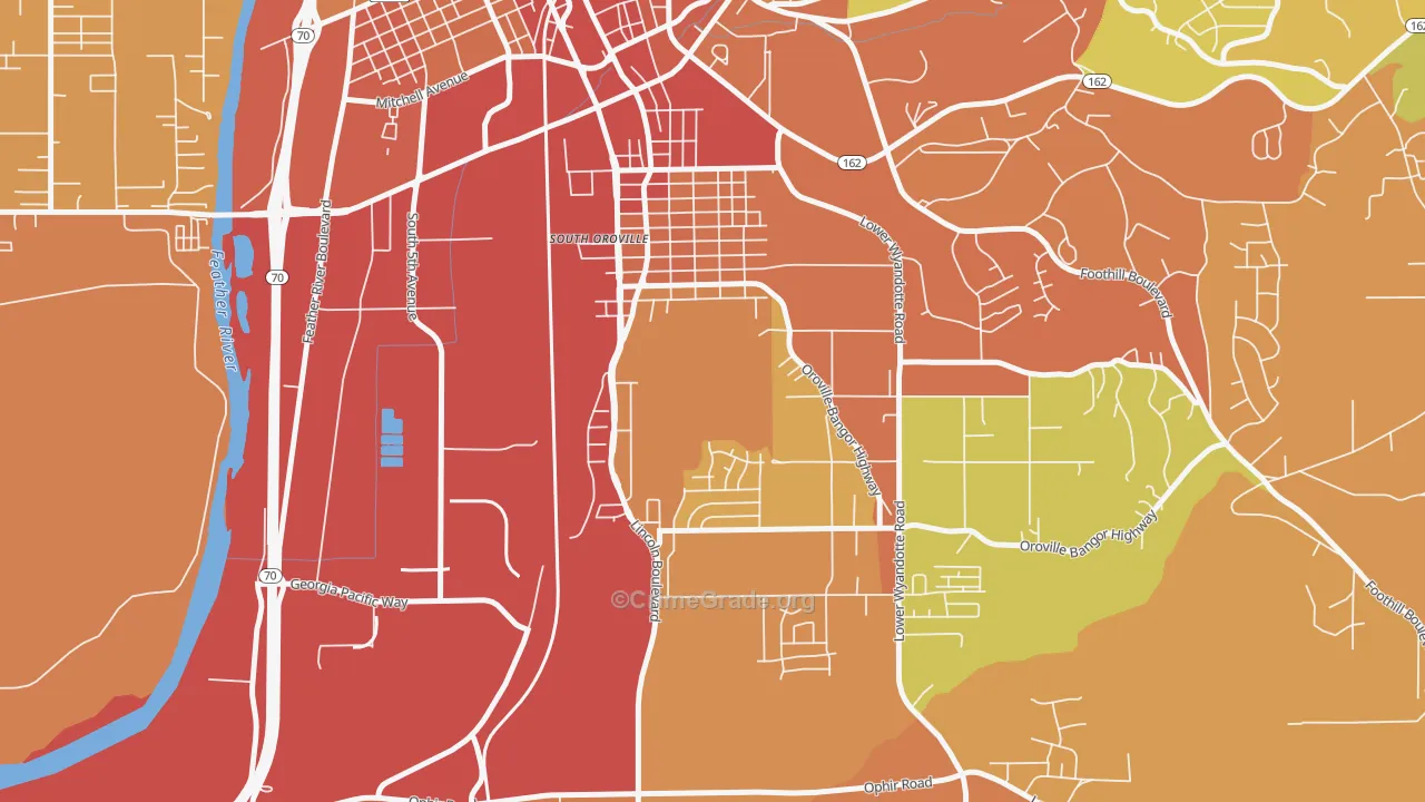 South Oroville, CA Map of Burglary Rates