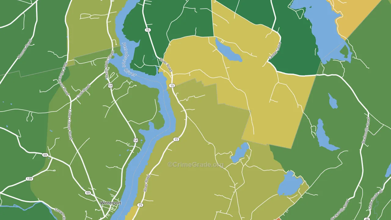 South Orrington, ME Map of Burglary Rates