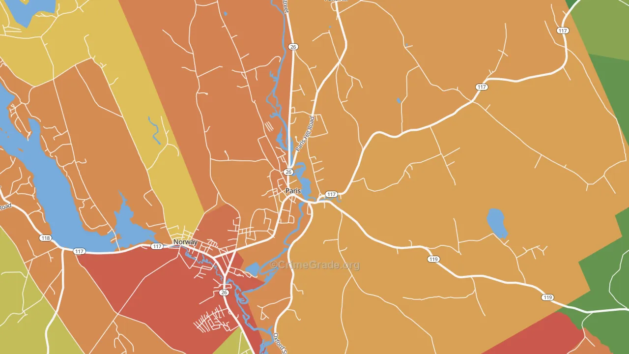 South Paris, ME Map of Burglary Rates
