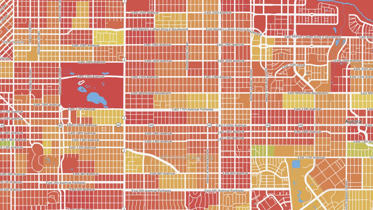 South Park Hill, Denver, CO Map of Burglary Rates