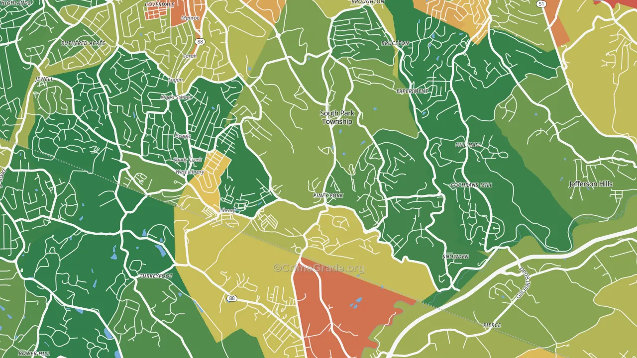 South Park Township, PA Map of Burglary Rates