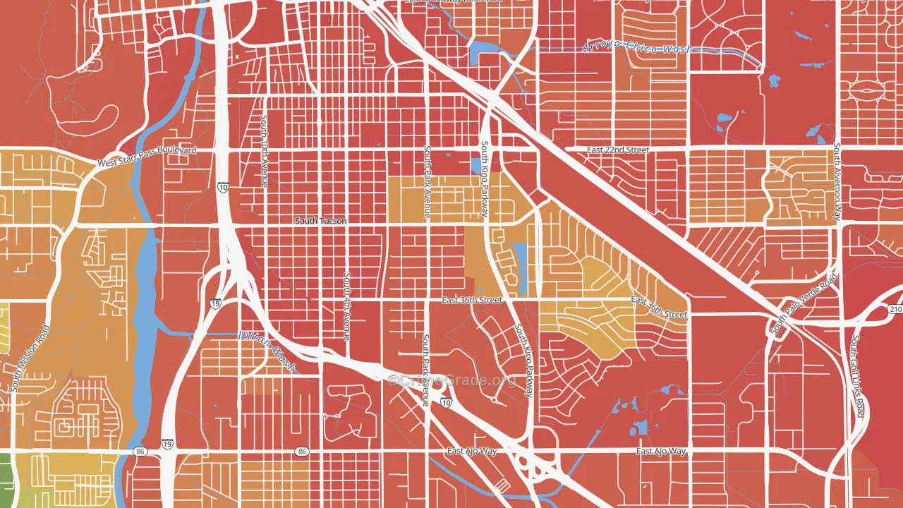 South Park, Tucson, AZ Map of Burglary Rates