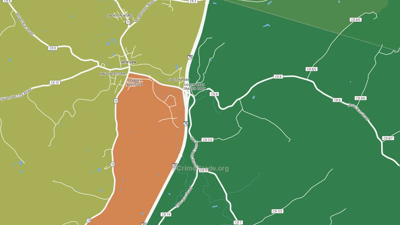 South Park, WV Map of Burglary Rates