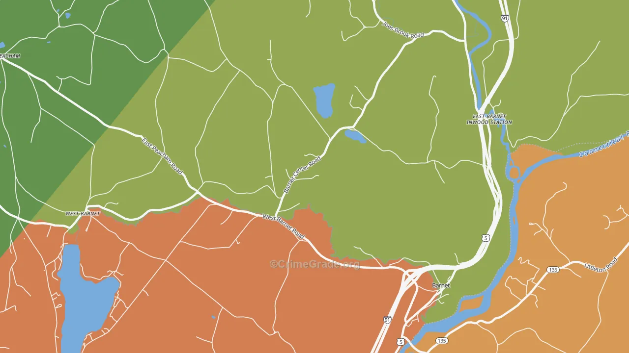 South Peacham, VT Map of Burglary Rates