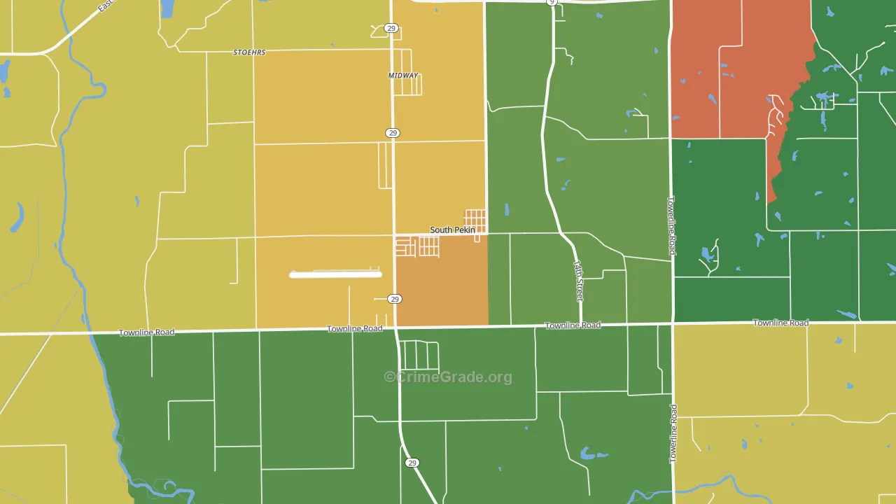 South Pekin, IL Map of Burglary Rates
