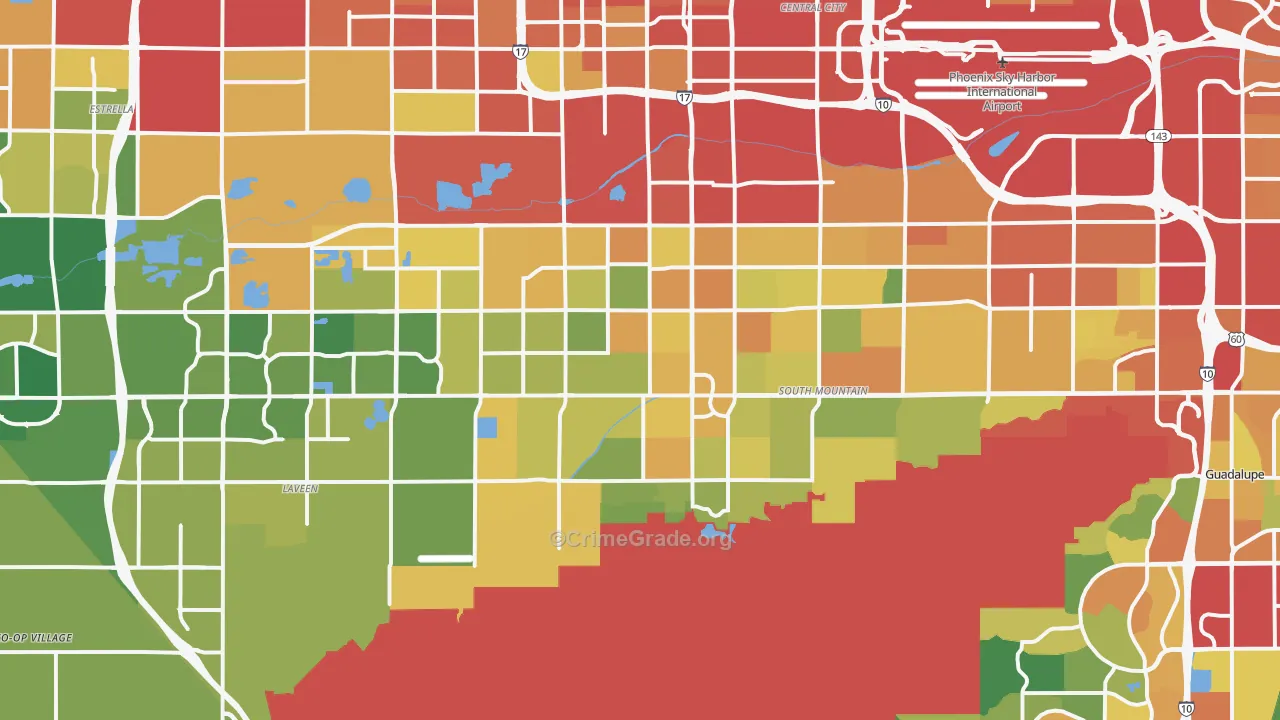 South Phoenix, Phoenix, AZ Map of Burglary Rates