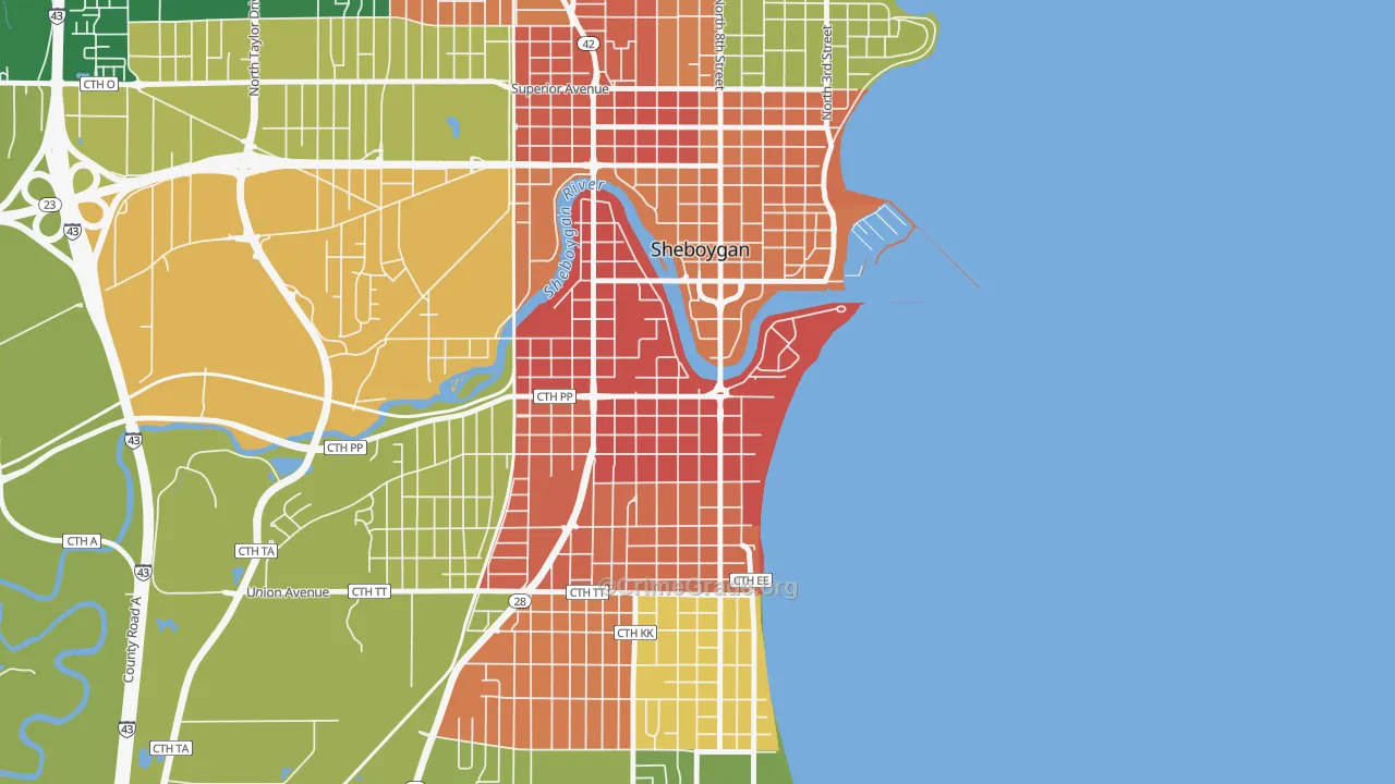 South Pier, Sheboygan, WI Map of Burglary Rates