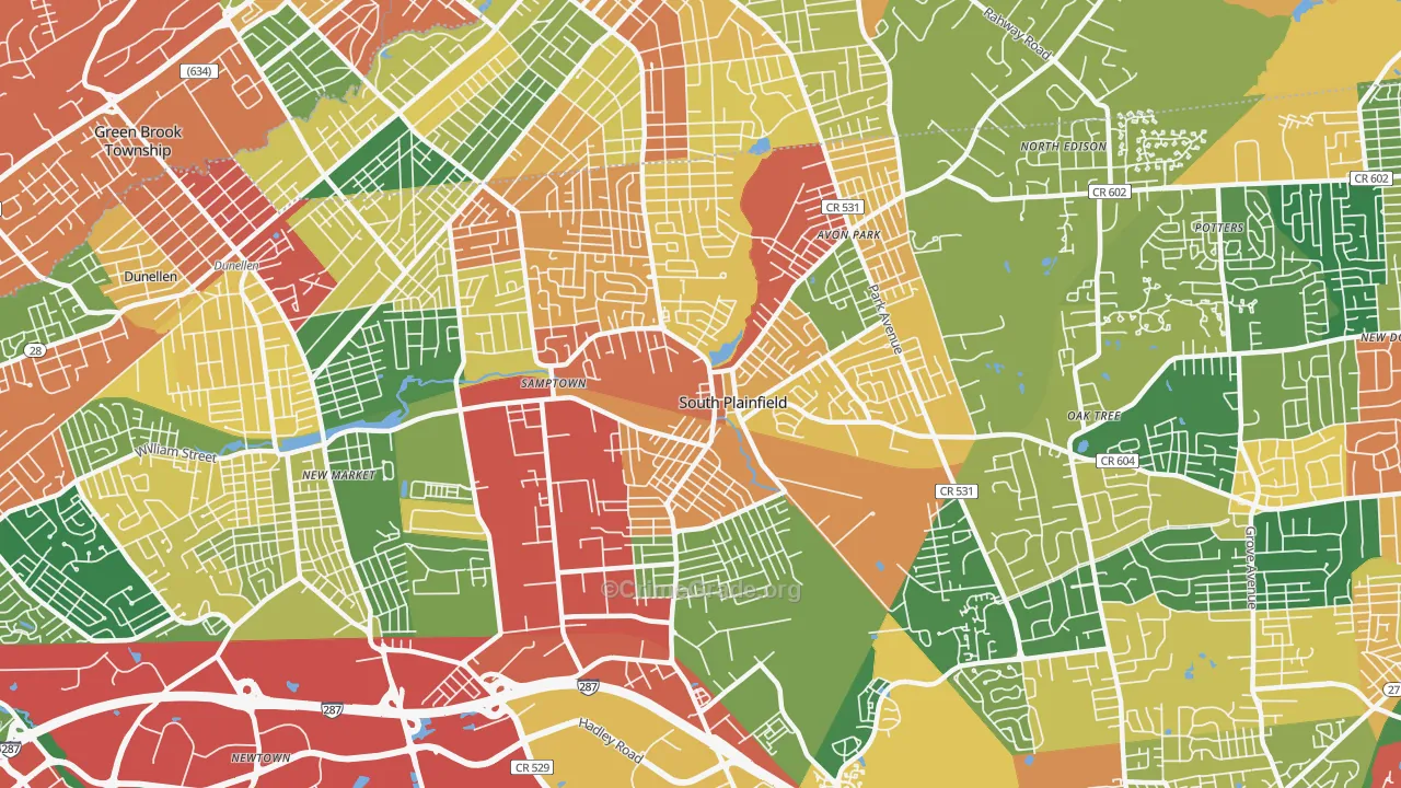 South Plainfield, NJ Map of Burglary Rates