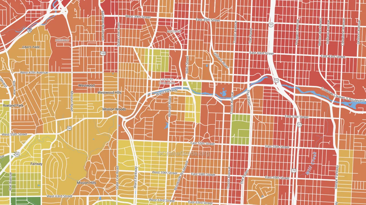 South Plaza, Kansas City, MO Map of Burglary Rates