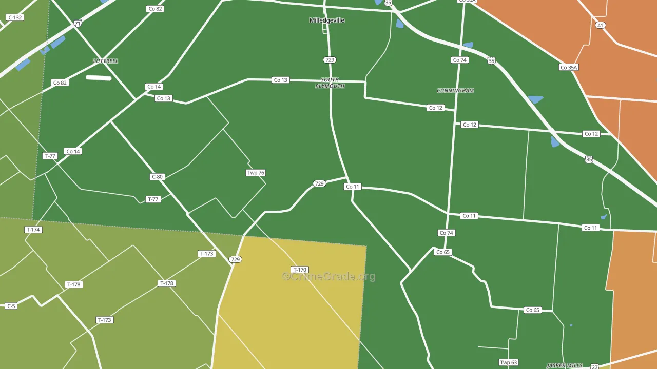 South Plymouth, OH Map of Burglary Rates