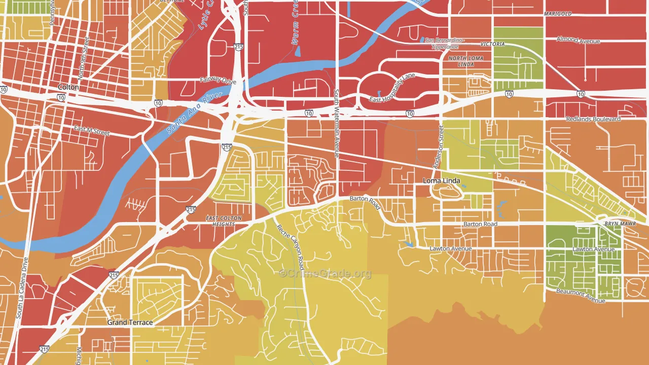 South Pointe, San Bernardino, CA Map of Burglary Rates