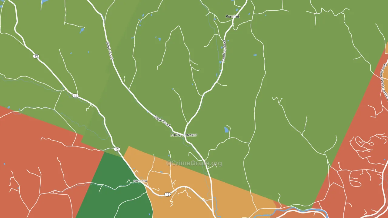 South Pomfret, VT Map of Burglary Rates