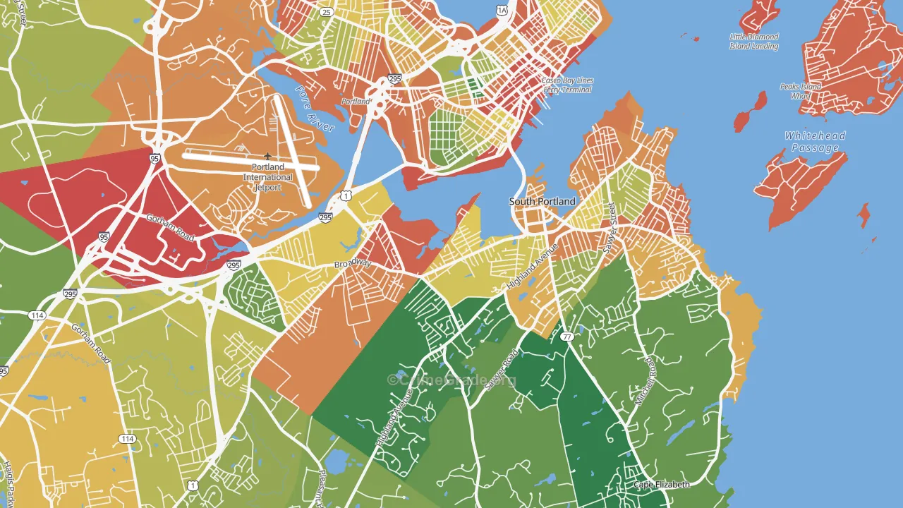 South Portland, ME Map of Burglary Rates