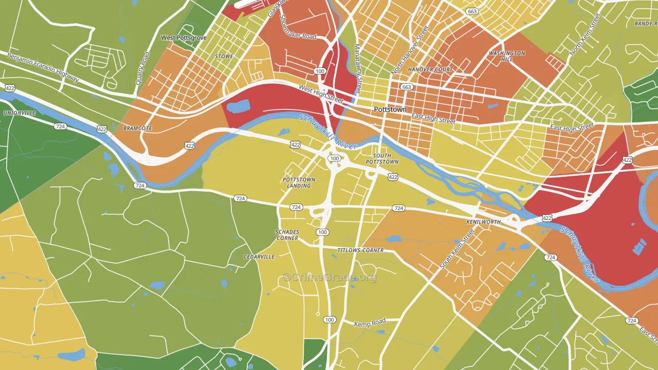 South Pottstown, PA Map of Burglary Rates