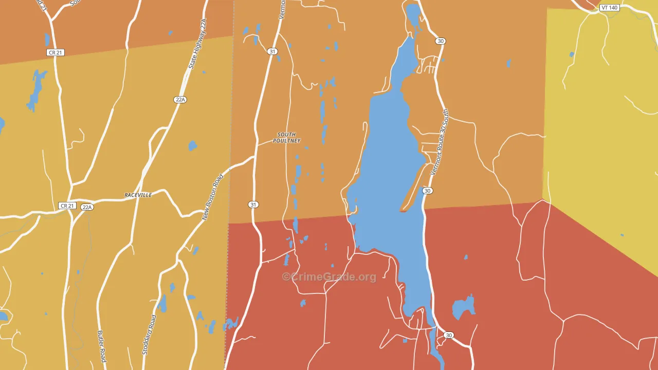 South Poultney, VT Map of Burglary Rates