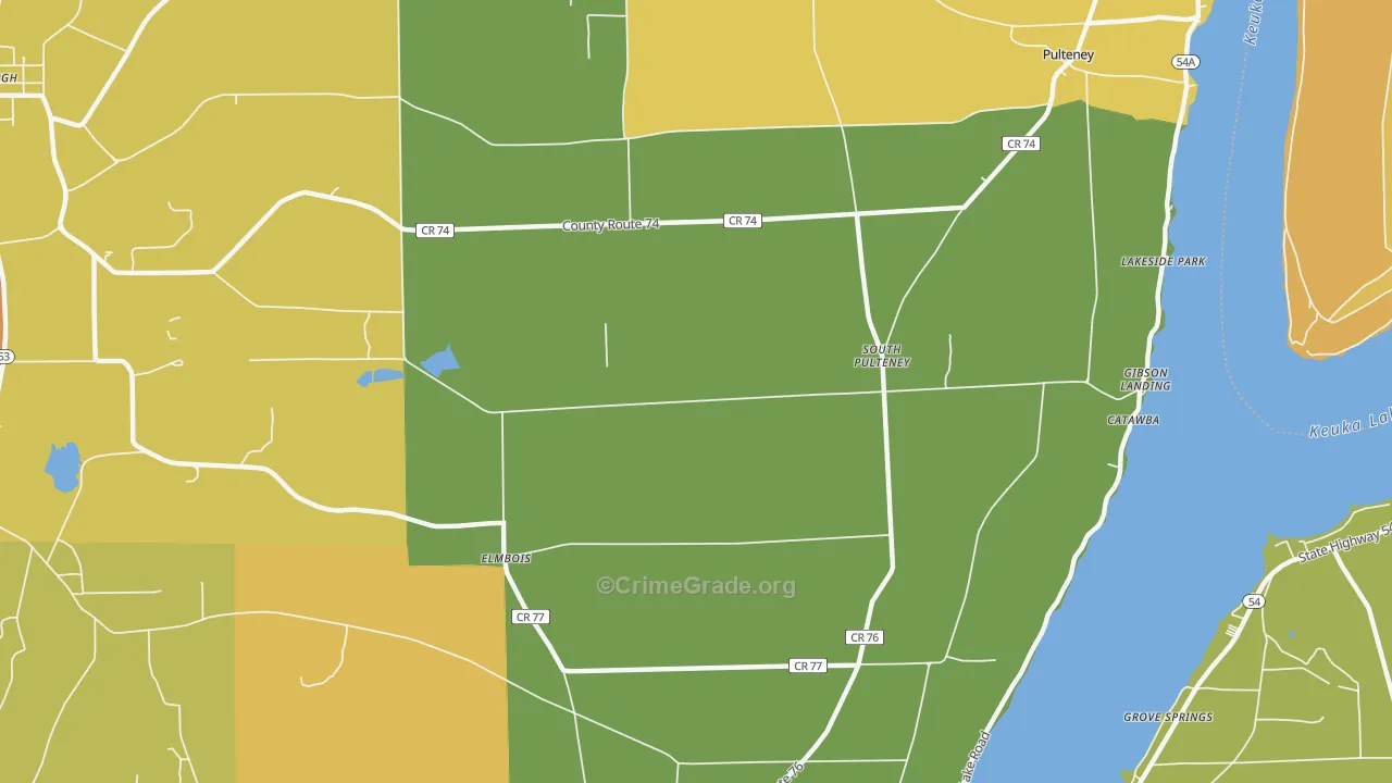 South Pulteney, NY Map of Burglary Rates