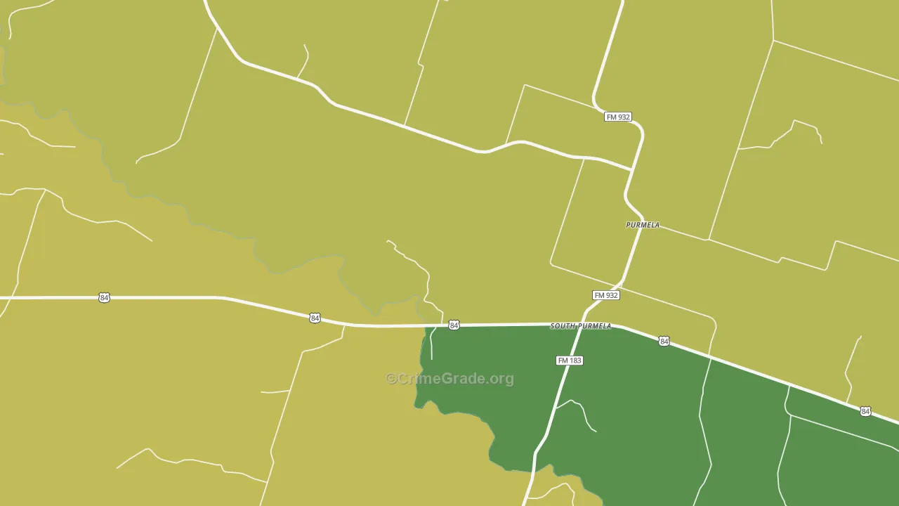 South Purmela, TX Map of Burglary Rates