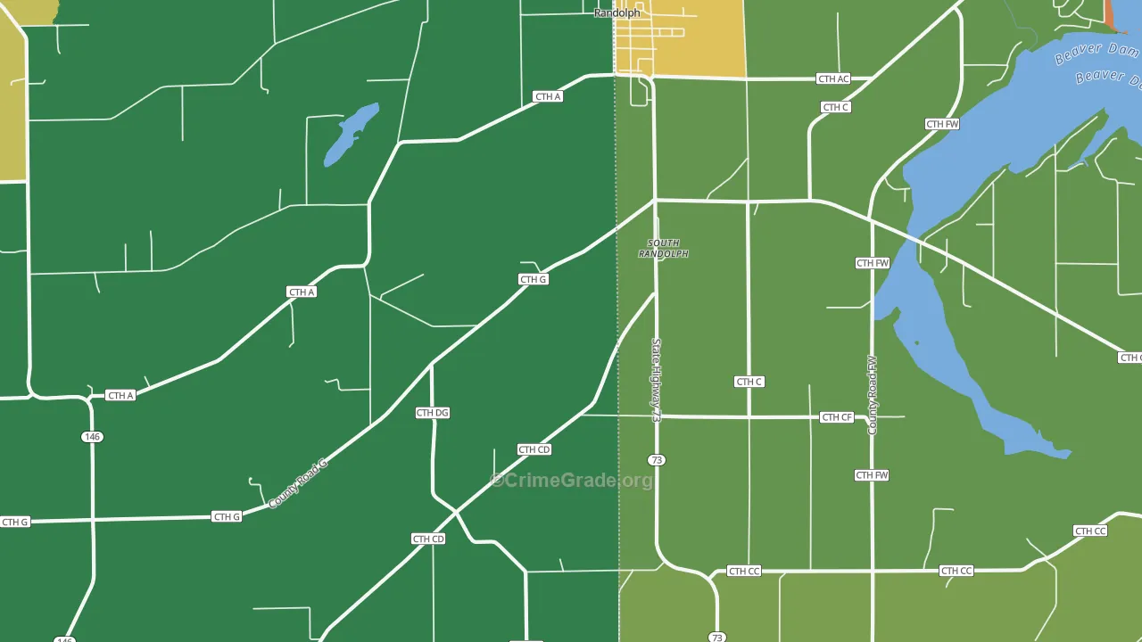 South Randolph, WI Map of Burglary Rates