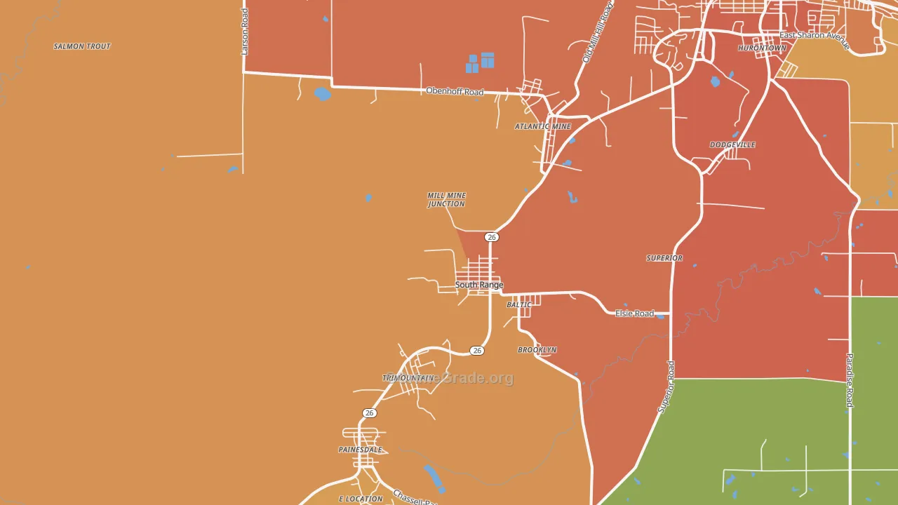 South Range, MI Map of Burglary Rates