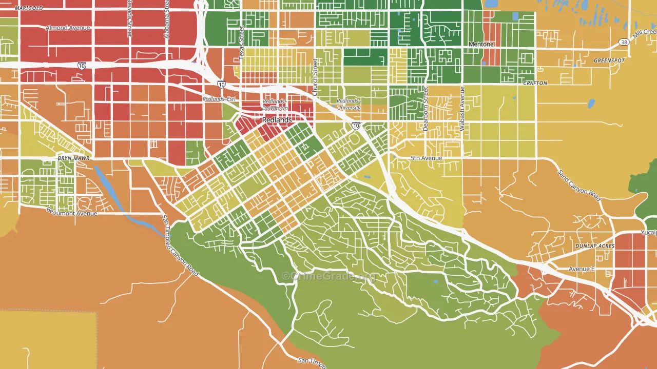 South Redlands, Redlands, CA Map of Burglary Rates