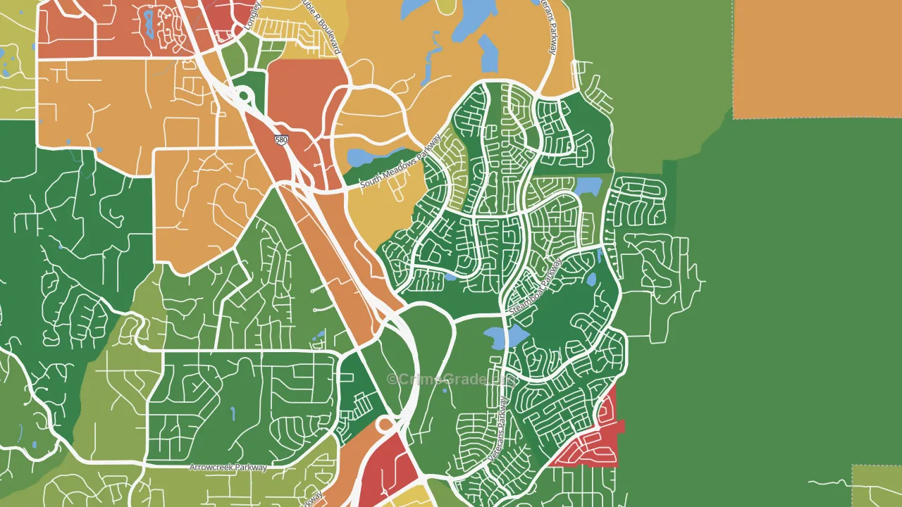 South Reno, Reno, NV Map of Burglary Rates