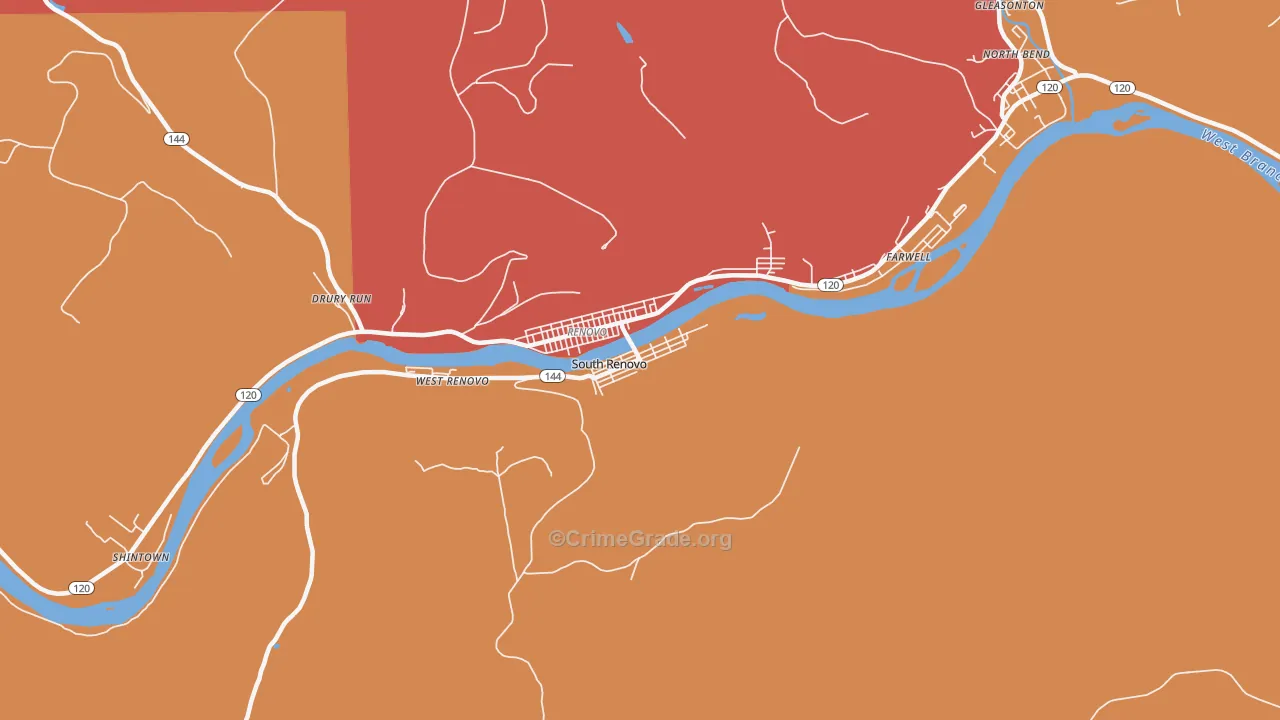 South Renovo, PA Map of Burglary Rates