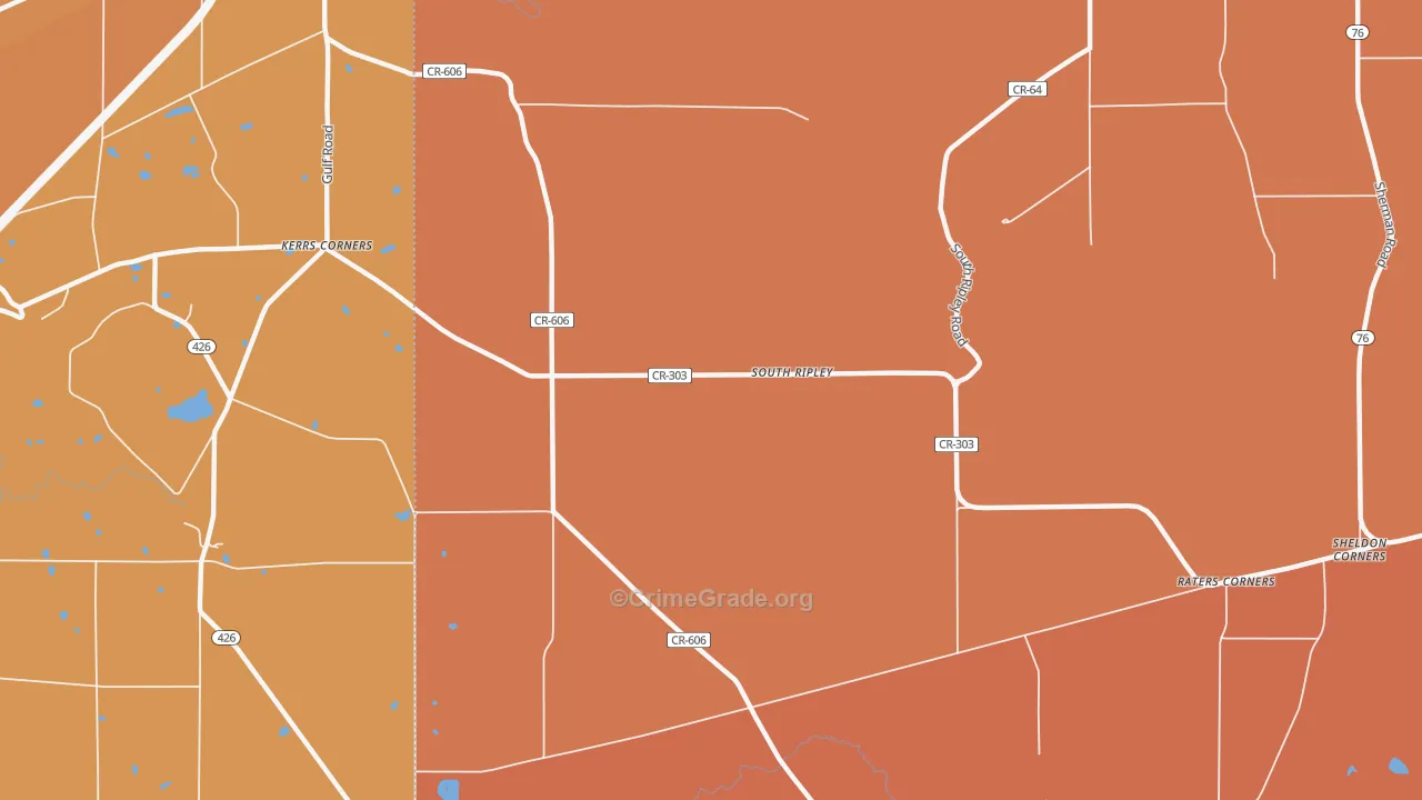 South Ripley, NY Map of Burglary Rates