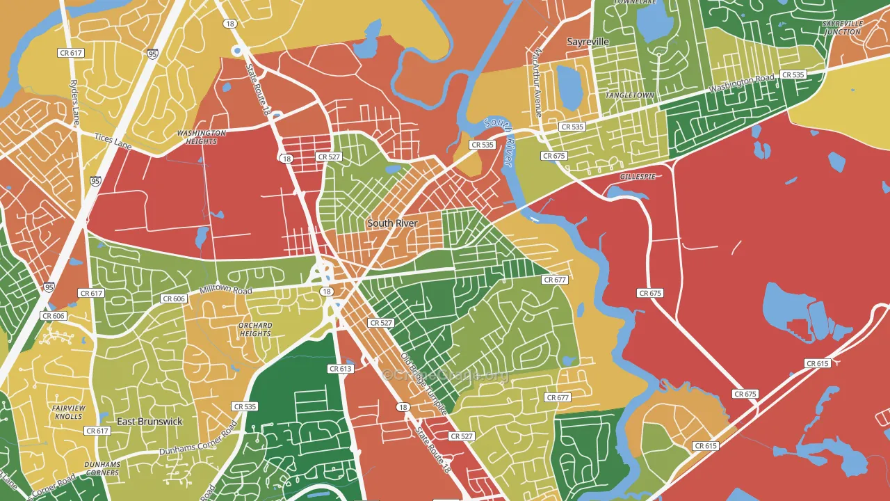 South River, NJ Map of Burglary Rates