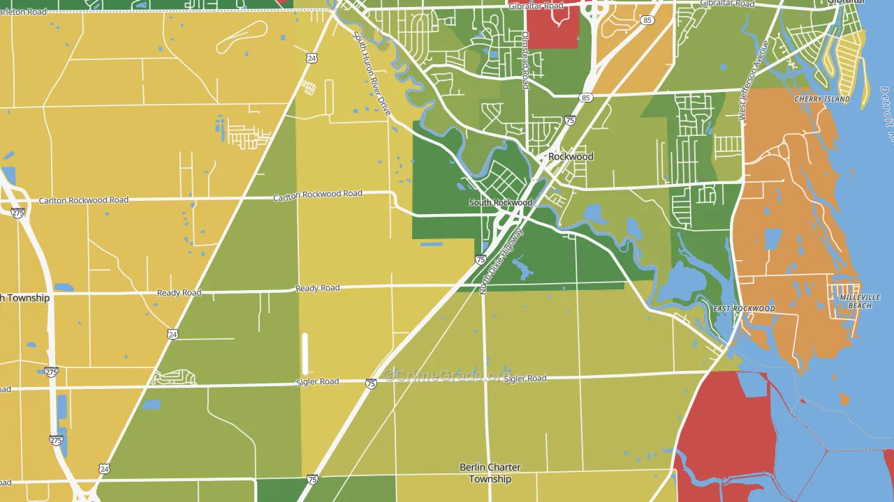 South Rockwood, MI Map of Burglary Rates