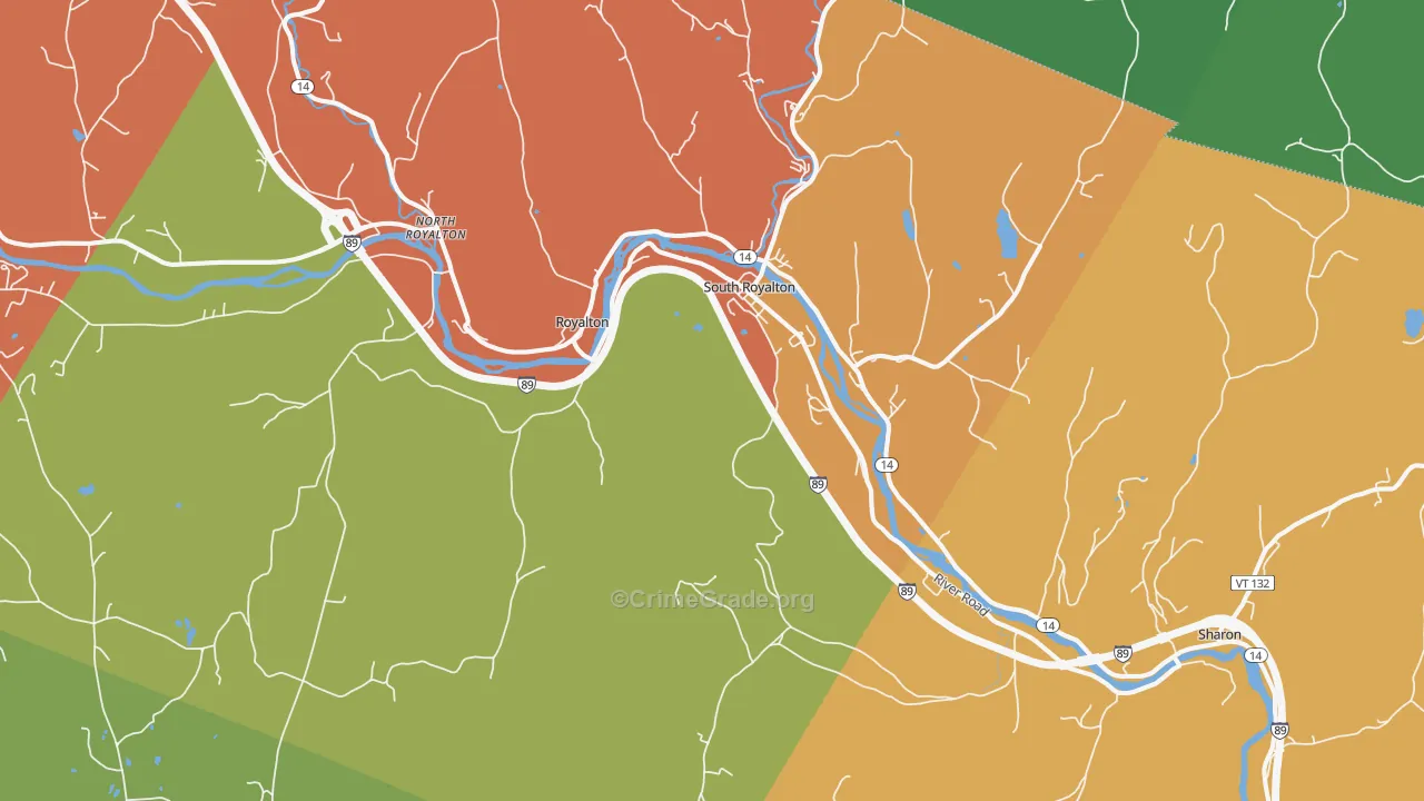 South Royalton, VT Map of Burglary Rates
